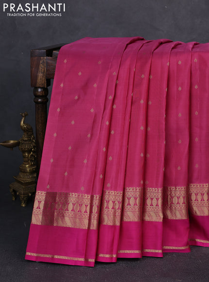 Pure kanchipuram silk saree wine shade with zari woven buttas and zari woven border