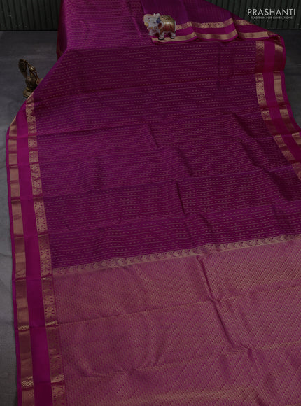 Pure kanchipuram silk saree magenta pink and pink with allover zari weaves & buttas and rettapet zari woven border