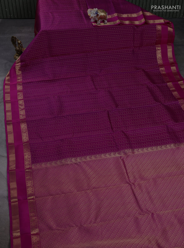 Pure kanchipuram silk saree magenta pink and pink with allover zari weaves & buttas and rettapet zari woven border