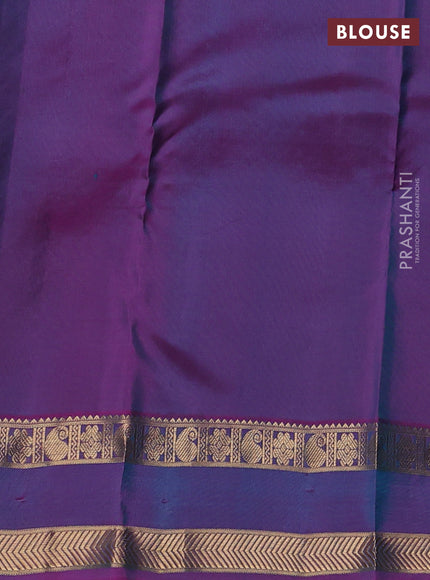 Pure kanchipuram silk saree teal blue and pink with allover zari weaves & buttas and rettapet zari woven border