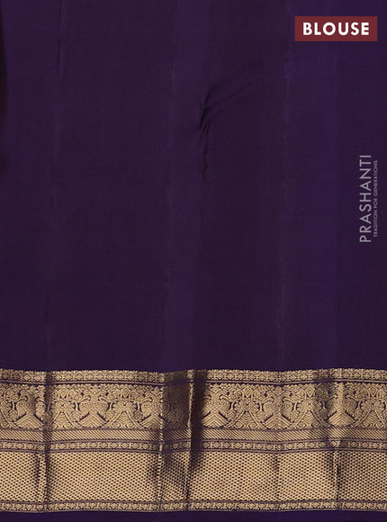 Pure kanchipuram silk saree magenta pink and violet with allover zari checks & buttas and zari woven border