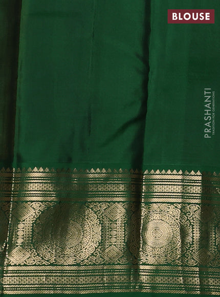 Pure kanchipuram silk saree yellow and green with allover zari checks & buttas and long zari woven korvai border