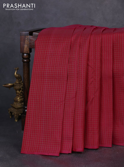 Pure kanchipuram silk saree pink with half & half style and long zari woven checked border