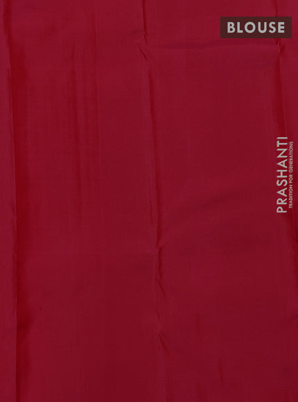 Pure kanchipuram silk saree pink with half & half style and long zari woven checked border