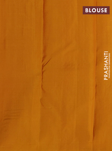 Pure kanchipuram silk saree dark mustard with half & half style and long zari woven checked border