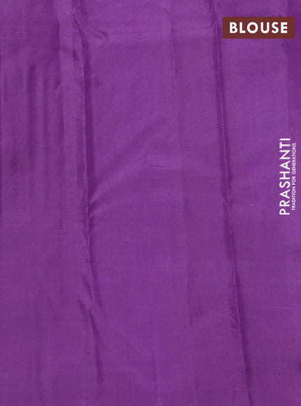 Pure kanchipuram silk saree lime green and lavender with allover silver & gold zari weaves in borderless style