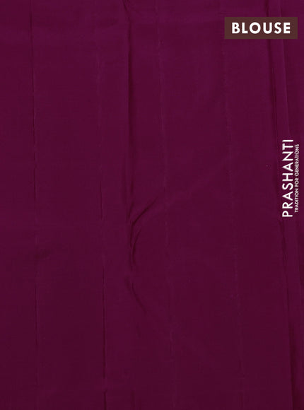 Pure kanchipuram silk saree dark magenta pink with half & half style and long zari woven border