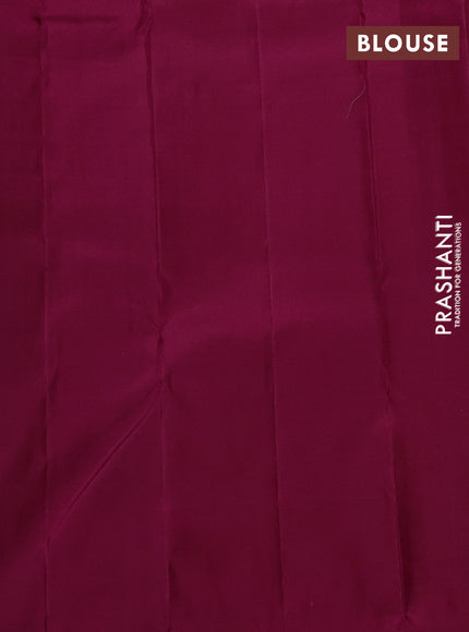 Pure kanchipuram silk saree cream and wine shade with allover zari weaves and silver & gold zari woven butta border