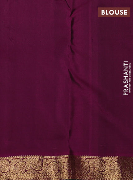 Pure kanchipuram silk saree black and purple with zari woven buttas and rich zari woven border
