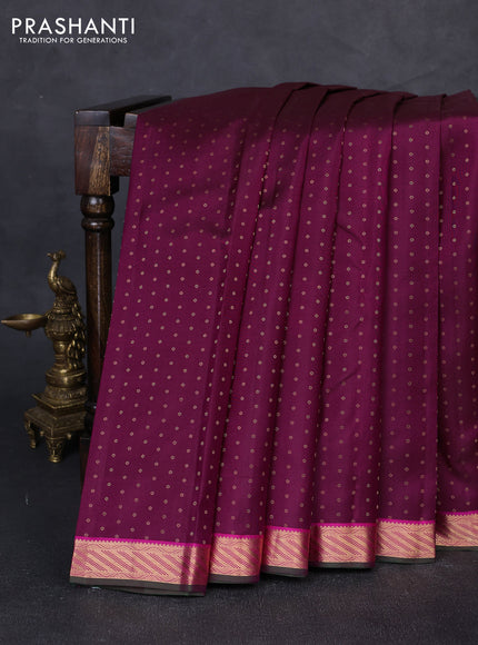 Pure kanchipuram silk saree wine shade and pink with allover zari woven 1000 buttas and rich zari woven border