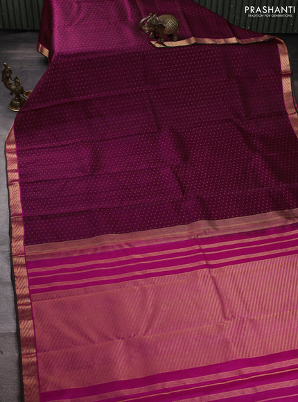 Pure kanchipuram silk saree wine shade and pink with allover zari woven 1000 buttas and rich zari woven border