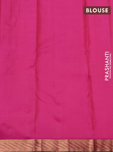 Pure kanchipuram silk saree orange and pink with allover zari woven 1000 buttas and rich zari woven border
