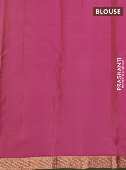 Pure kanchipuram silk saree beige and pink with allover zari woven 1000 buttas and rich zari woven border