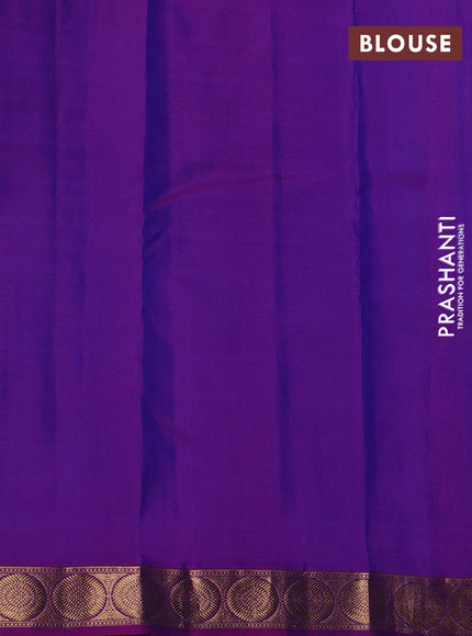 Pure kanchipuram silk saree blue and purple with zari woven annam buttas and rudhraksha zari woven border