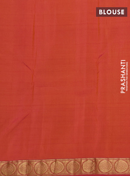 Pure kanchipuram silk saree mustard yellow and pink with zari woven annam buttas and rudhraksha zari woven border