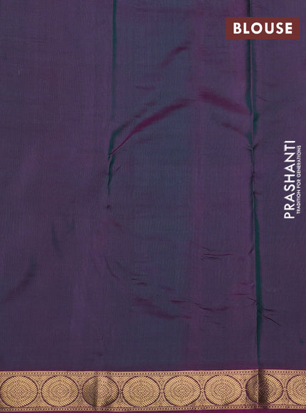 Pure kanchipuram silk saree green and purple with zari woven annam buttas and rudhraksha zari woven border
