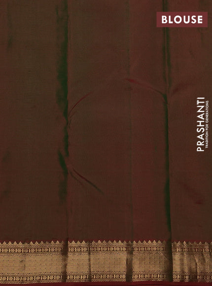 Pure kanchipuram silk saree bottle green and dual shade of greenish red with zari woven buttas and zari woven border