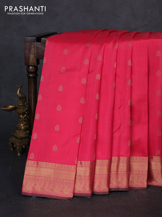 Pure kanchipuram silk saree pink with allover zari woven buttas and rich zari woven border
