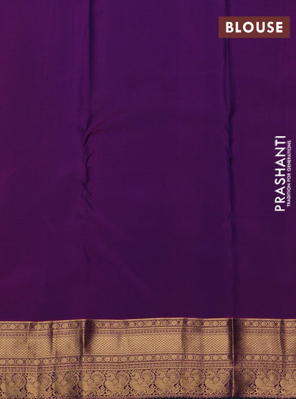 Pure kanchipuram silk saree royal blue and purple with zari woven buttas and zari woven border