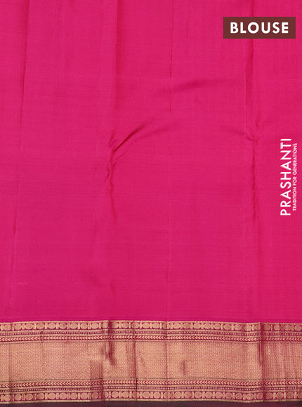Pure kanchipuram silk saree dual shade of peach pink and pink with zari woven buttas and rich zari woven border