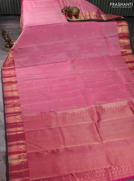 Pure kanchipuram silk saree pink shade and pink with zari woven annam buttas and annam zari woven border