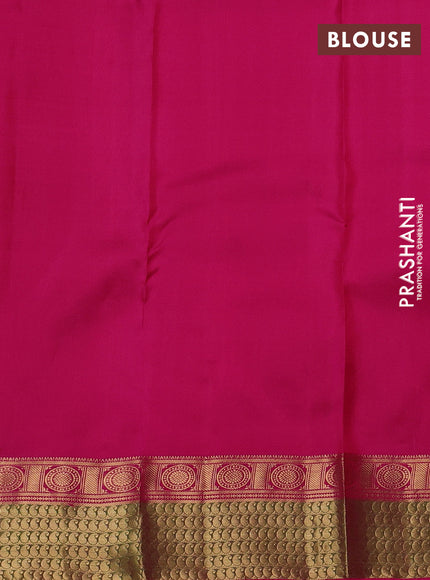 Pure kanchipuram silk saree dual shade of pinkish yellow and pink with zari woven buttas and rich zari woven border