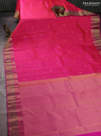 Pure kanchipuram silk saree dual shade of pink with zari woven buttas and rich zari woven border