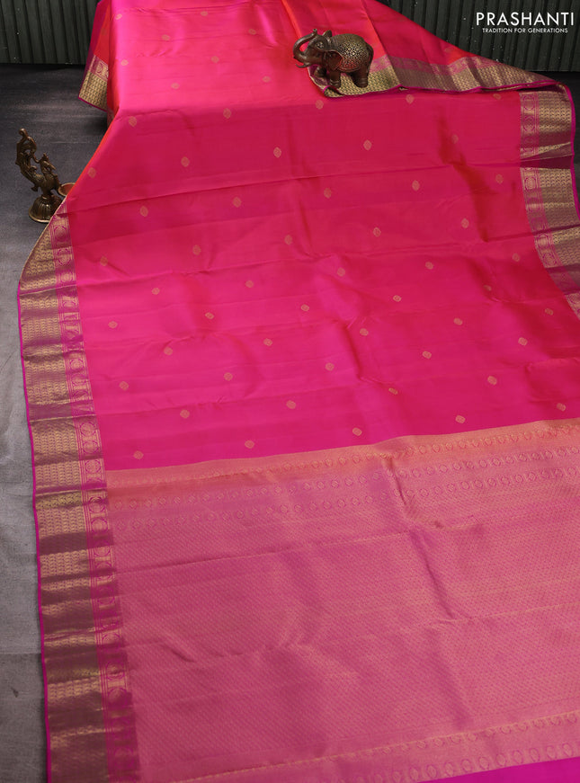 Pure kanchipuram silk saree dual shade of pink with zari woven buttas and rich zari woven border