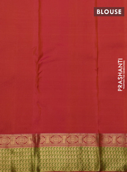 Pure kanchipuram silk saree mustard yellow and pink with zari woven buttas and rich zari woven border