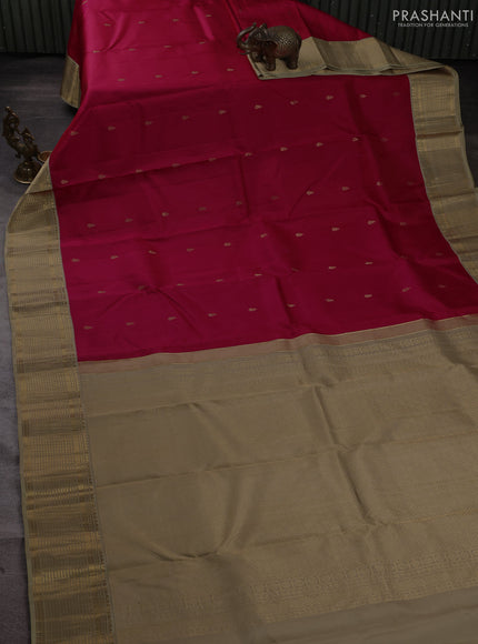 Pure kanchipuram silk saree pink and elaichi green with zari woven buttas and zari woven korvai border