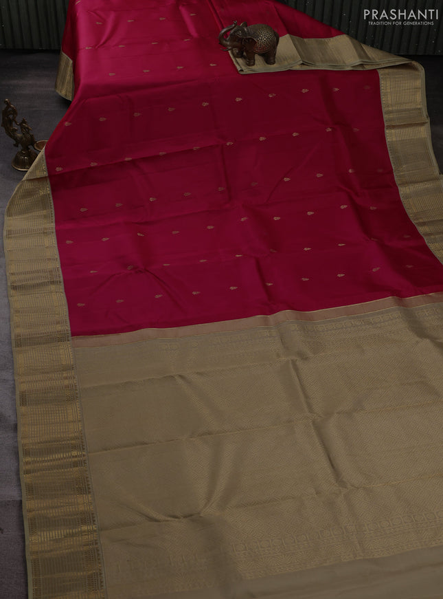 Pure kanchipuram silk saree pink and elaichi green with zari woven buttas and zari woven korvai border