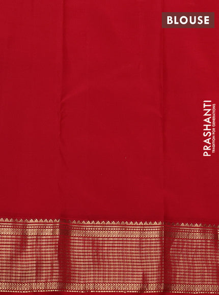 Pure kanchipuram silk saree orange and red with zari woven buttas and zari woven korvai border