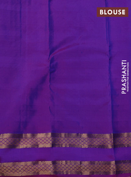 Pure kanchipuram silk saree blue and purple with allover zari woven buttas and rettapet zari woven border