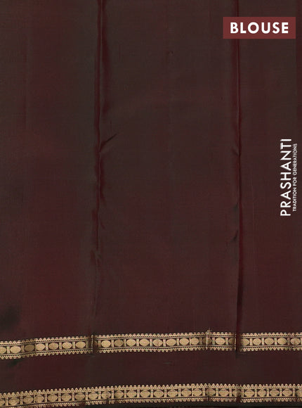 Pure kanchipuram silk saree maroon and dual shade of green with zari woven annam & rudhraksha buttas and rettapet zari woven border