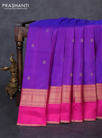 Pure kanchipuram silk saree purple with zari woven buttas and ganga jamuna border