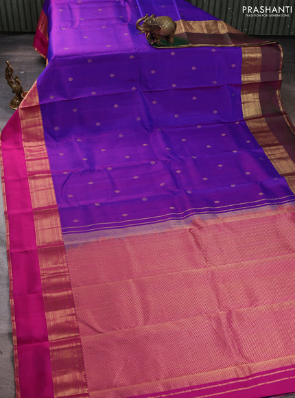 Pure kanchipuram silk saree purple with zari woven buttas and ganga jamuna border