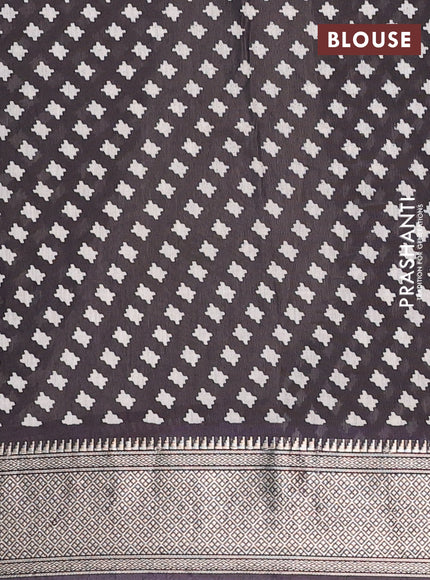 Assam silk saree maroon and black with allover ajrakh prints and zari woven border
