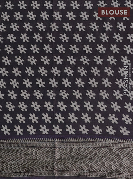 Assam silk saree maroon and black with allover ajrakh prints and zari woven border