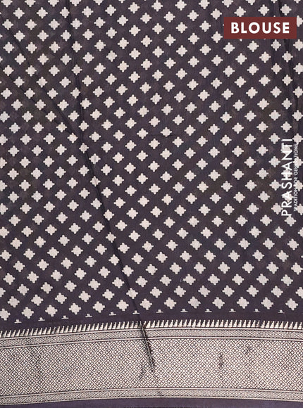 Assam silk saree maroon and black with allover ajrakh prints and zari woven border