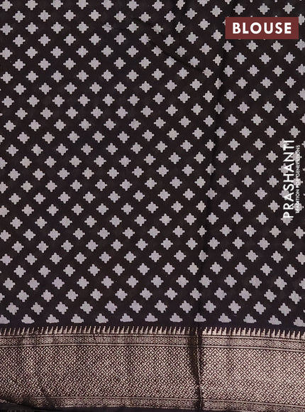 Assam silk saree maroon and dark coffee brown with allover ajrakh prints and zari woven border