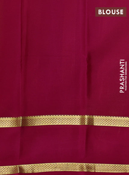 Pure mysore silk saree light green and pink with allover small zari woven checked pattern and rettapet zari woven border