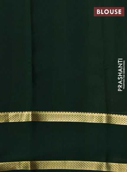 Pure mysore silk saree lime green and bottle green with allover small zari woven checked pattern and rettapet zari woven border