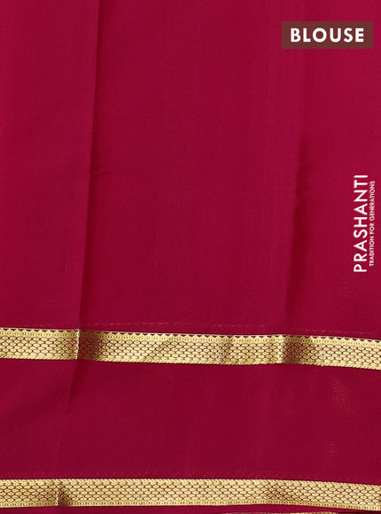Pure mysore silk saree peach pink and pink with allover small zari woven checked pattern and rettapet zari woven border