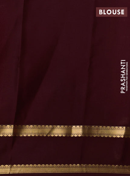 Pure mysore silk saree rustic orange and coffee brown with allover zari woven checked pattern and rettapet zari woven border