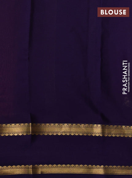 Pure mysore silk saree tomato pink and navy blue with allover zari woven checked pattern and rettapet zari woven border