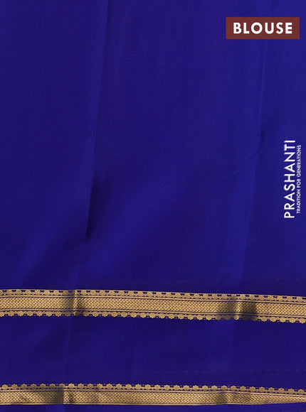 Pure mysore silk saree teal green and blue with allover zari woven checked pattern and rettapet zari woven border