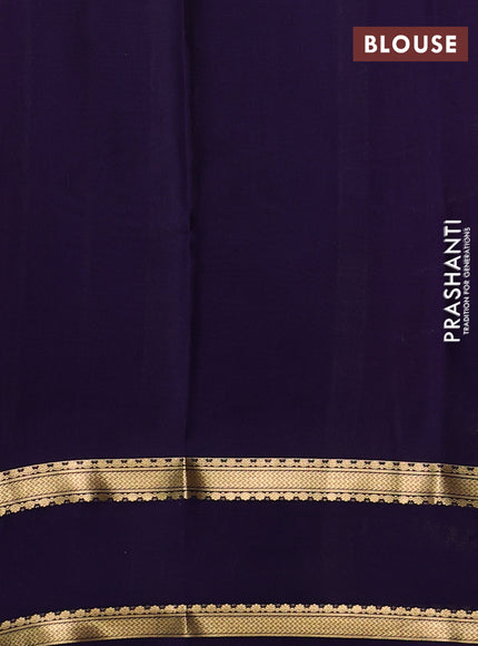 Pure mysore silk saree tomato pink and navy blue with allover zari woven checked pattern and rettapet zari woven border