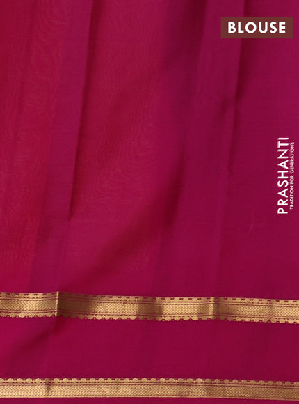 Pure mysore silk saree light green and pink with allover zari woven checked pattern and rettapet zari woven border