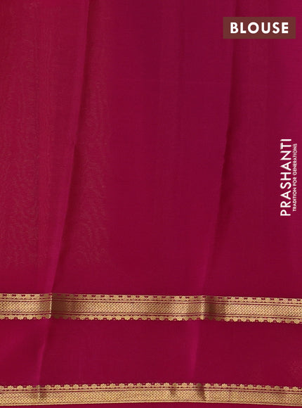 Pure mysore silk saree green and pink with allover zari woven checked pattern and rettapet zari woven border