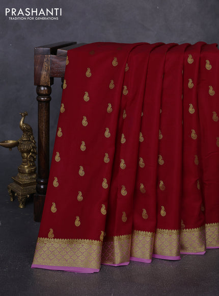 Pure mysore silk saree red and pink with zari woven buttas and zari woven border